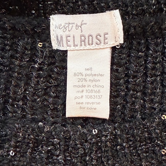 🖤 West of Melrose Y2K Glam Black Sequin Knit Bolero Shrug Cropped Sweater S-M - Picture 7 of 10